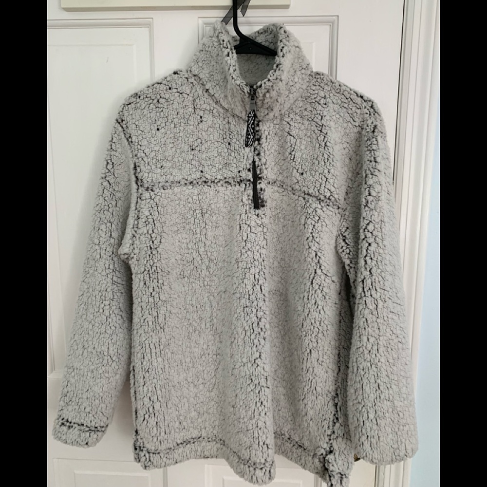 Quarter zip grey sherpa fleece